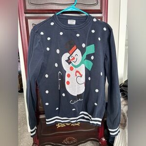 Jack & Jones Unisex Snowman Christmas Pattern Navy Sweater Size Large